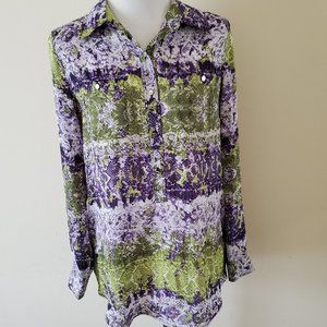 Liz Claiborne Green/Purple Snakeskin Tunic Style Top